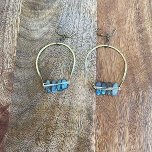Hypoallergenic Elegant Gold and Blue Stone Earrings